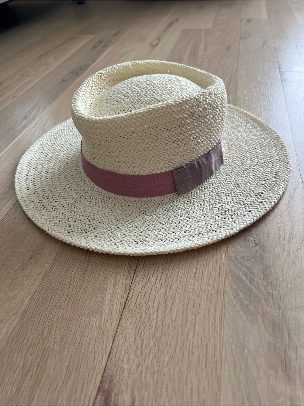 Halogen Cream Woven Sun Hat with Subtle Tan Trim